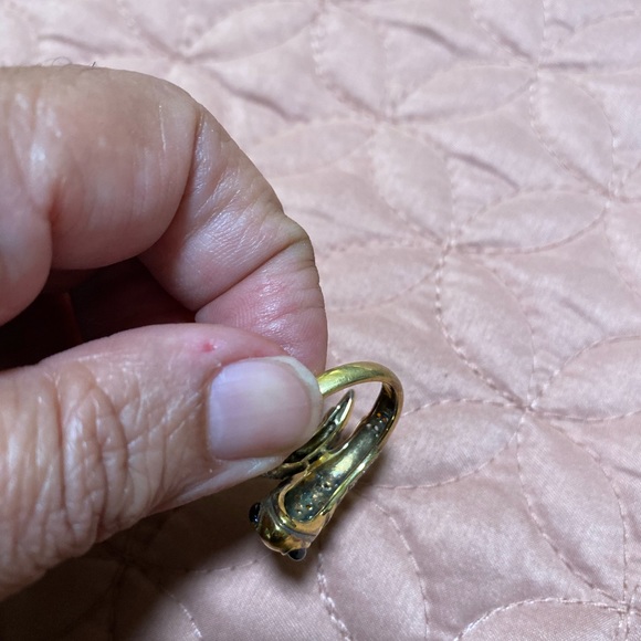Sterling Silver bejeweled & gilded snake ring - Picture 12 of 13